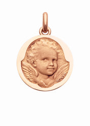 Médaille Ange Espiègle OR ROSE 18 carats / 15 mm