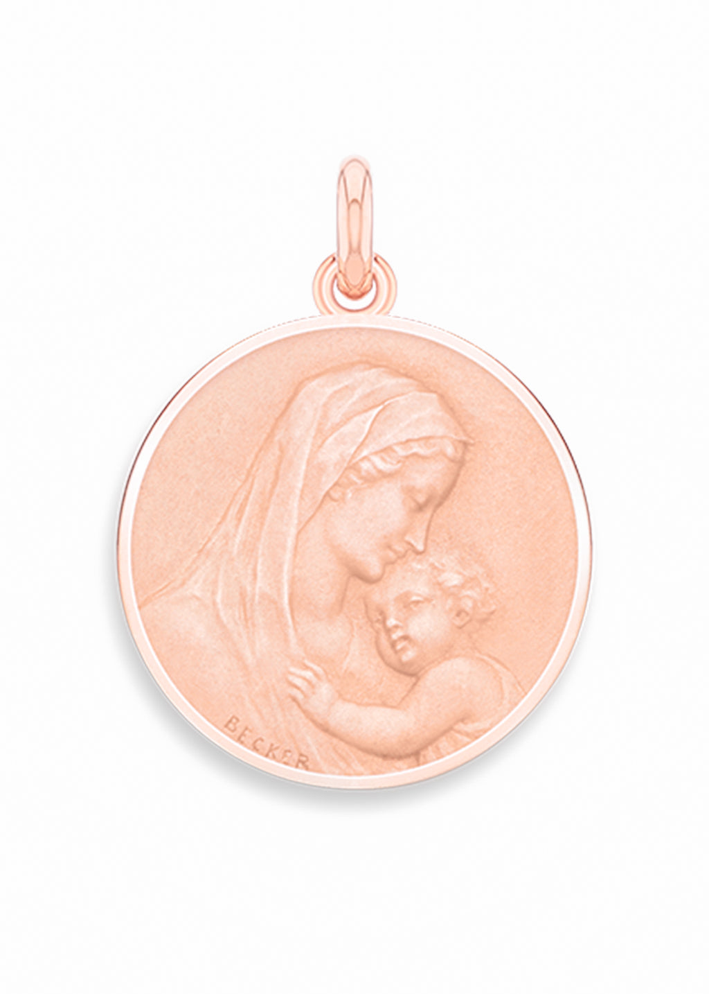 Médaille Maternité entourage poli OR ROSE 18 carats / 16 mm