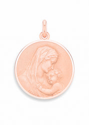 Médaille Maternité entourage poli OR ROSE 18 carats / 16 mm