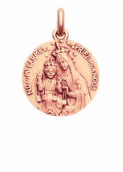 Médaille Vierge Mont Carmel OR ROSE 18 carats / 15 mm