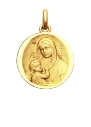 Médaille Vierge des Catacombes OR JAUNE 18 carats / 15 mm