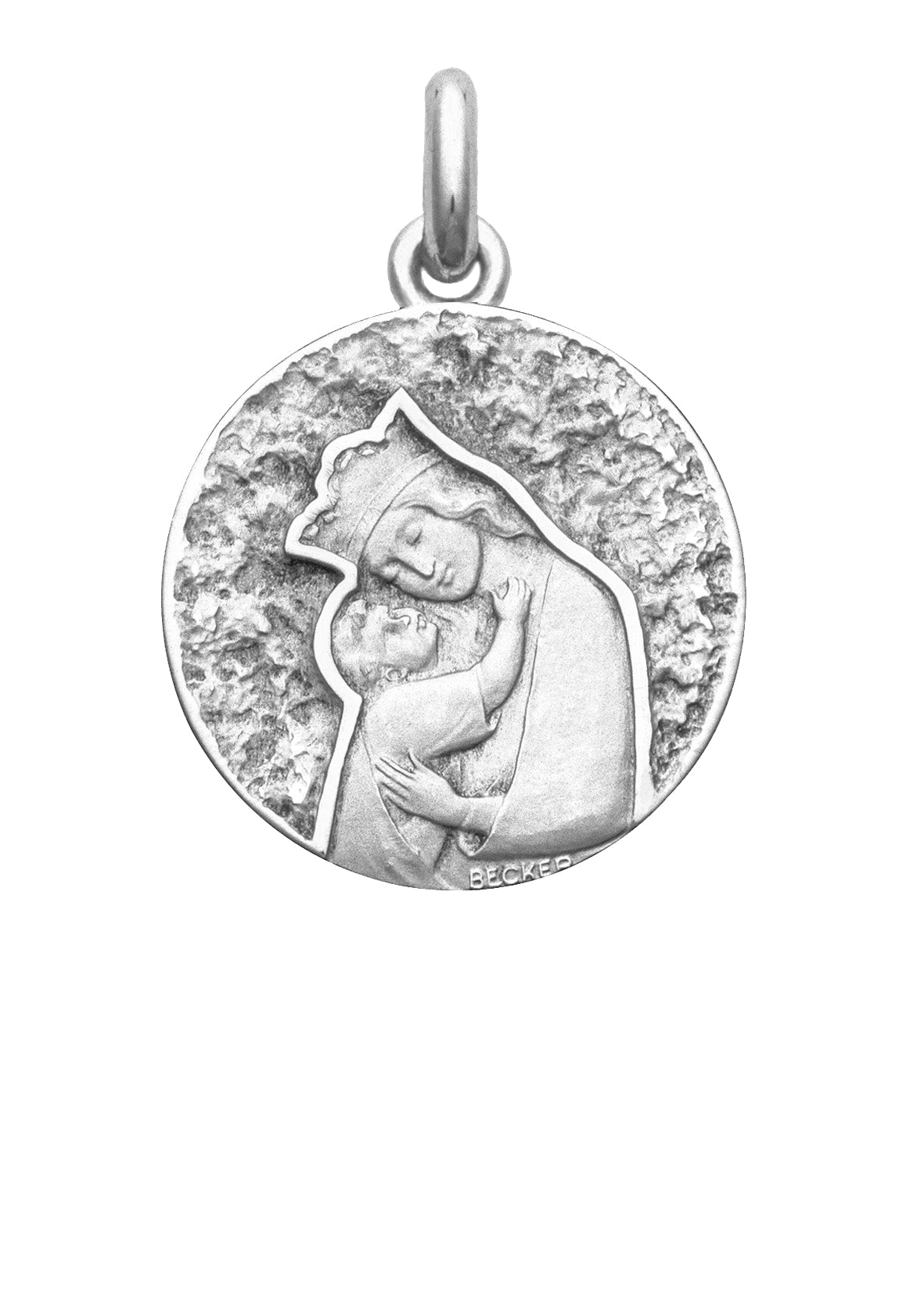 Médaille Maternité Primitive OR BLANC 18 carats / 20 mm