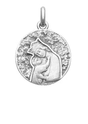 Médaille Maternité Primitive OR BLANC 18 carats / 20 mm