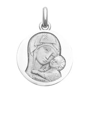 Médaille Notre Dame de Tendresse OR BLANC 18 carats / 22 mm