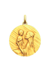 Médaille Mère et l'enfant OR JAUNE 18 carats / 16 mm