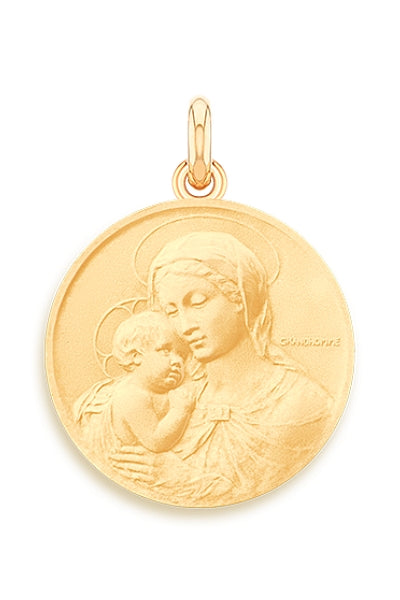 Médaille Vierge de botticelli OR GRIS 750 / 20 mm