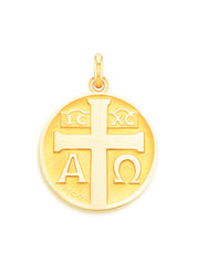 Médaille Symbole Croix OR JAUNE 18 carats / 15 mm