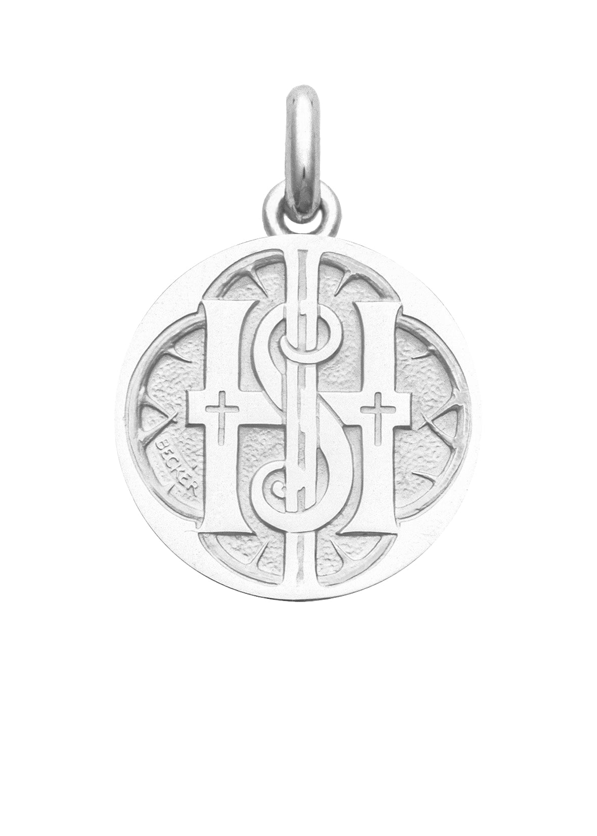 Médaille Monogramme du Christ OR BLANC 18 carats / 20 mm