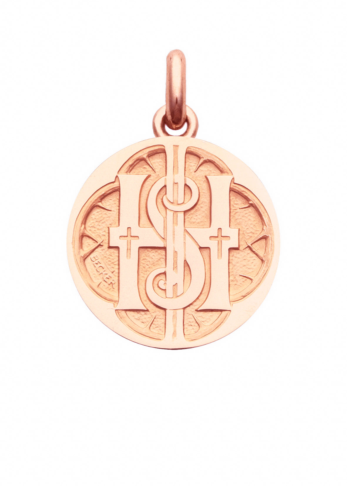 Médaille Monogramme du Christ OR ROSE 18 carats / 15 mm
