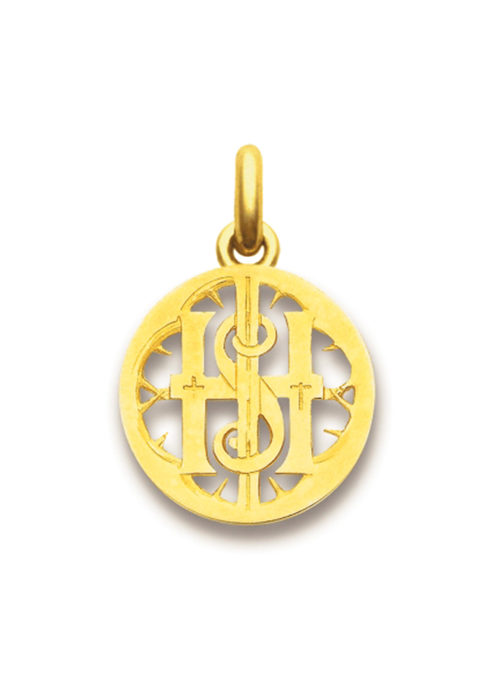 Médaille Monogramme du Christ ajourée OR JAUNE 18 carats / 18 mm