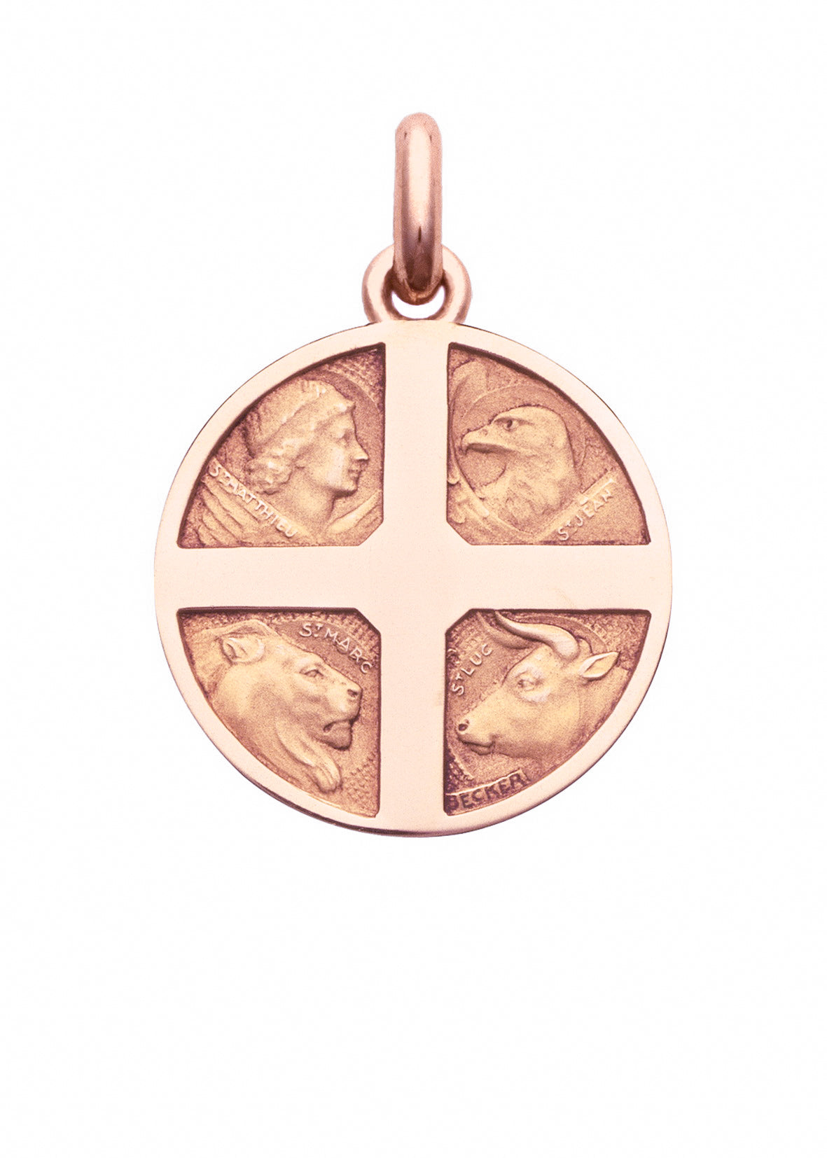 Médaille 4 évangélistes OR ROSE 18 carats / 15 mm
