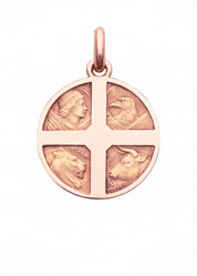 Médaille 4 évangélistes OR ROSE 18 carats / 15 mm