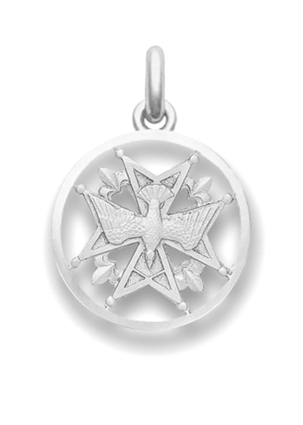 Médaille Huguenote ajourée OR BLANC 18 carats / 20 mm