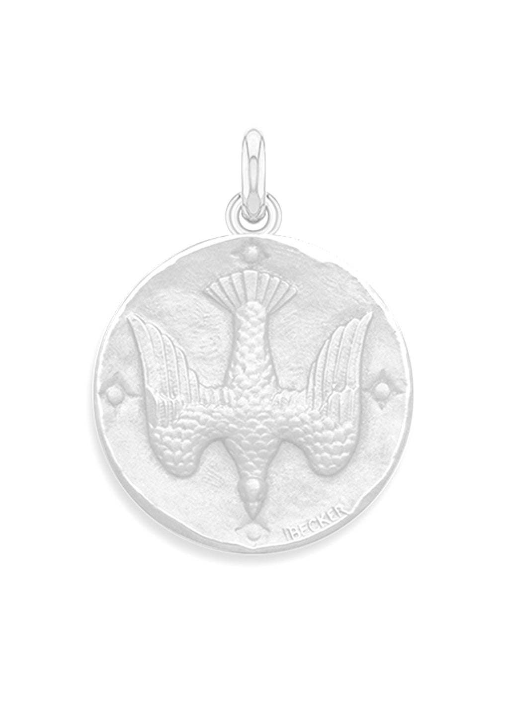 Médaille Saint Esprit OR BLANC 18 carats / 8 mm