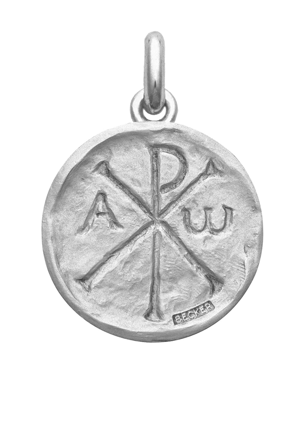 Médaille Chrisme OR BLANC 18 carats / 22 mm