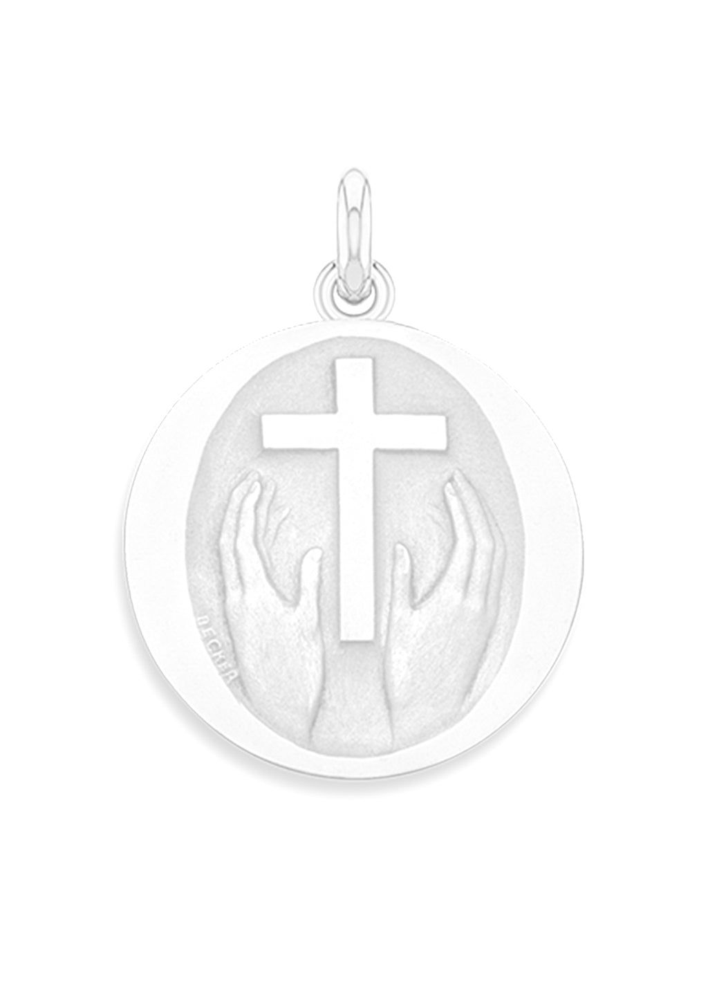 Médaille Credo Deo OR BLANC 18 carats / 22 mm