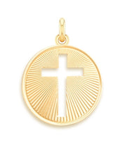 Médaille Croix rayée et ajourée OR ROSE 750 / 22 mm