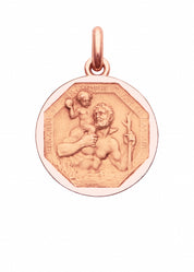 Médaille Saint Christophe gravée OR ROSE 18 carats / 12 mm