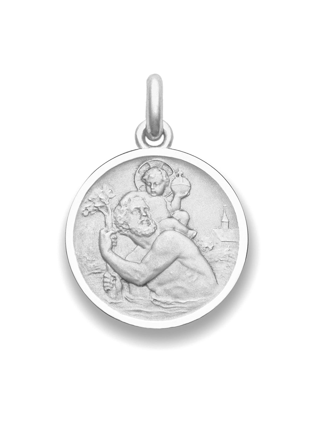 Médaille Saint Christophe espérance OR BLANC 18 carats / 25 mm