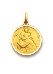 Médaille Saint Christophe espérance OR JAUNE 18 carats / 10 mm