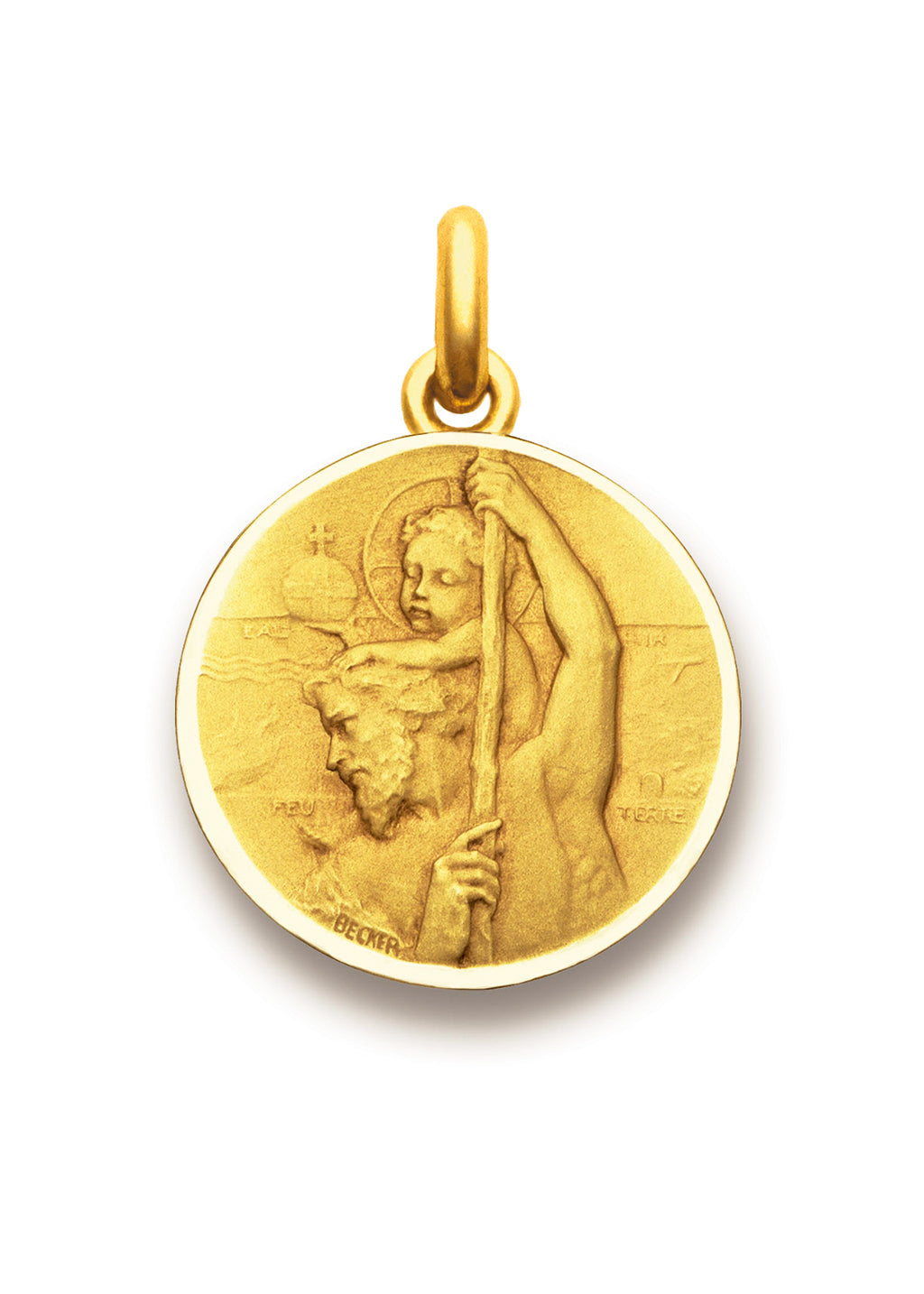 Médaille Saint Christophe sauveur OR JAUNE 18 carats / 15 mm