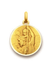 Médaille Saint Christophe sauveur OR JAUNE 18 carats / 15 mm