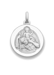 Médaille Saint Christophe polie OR BLANC 18 carats / 22 mm