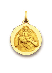Médaille Saint Christophe polie OR JAUNE 18 carats / 15 mm