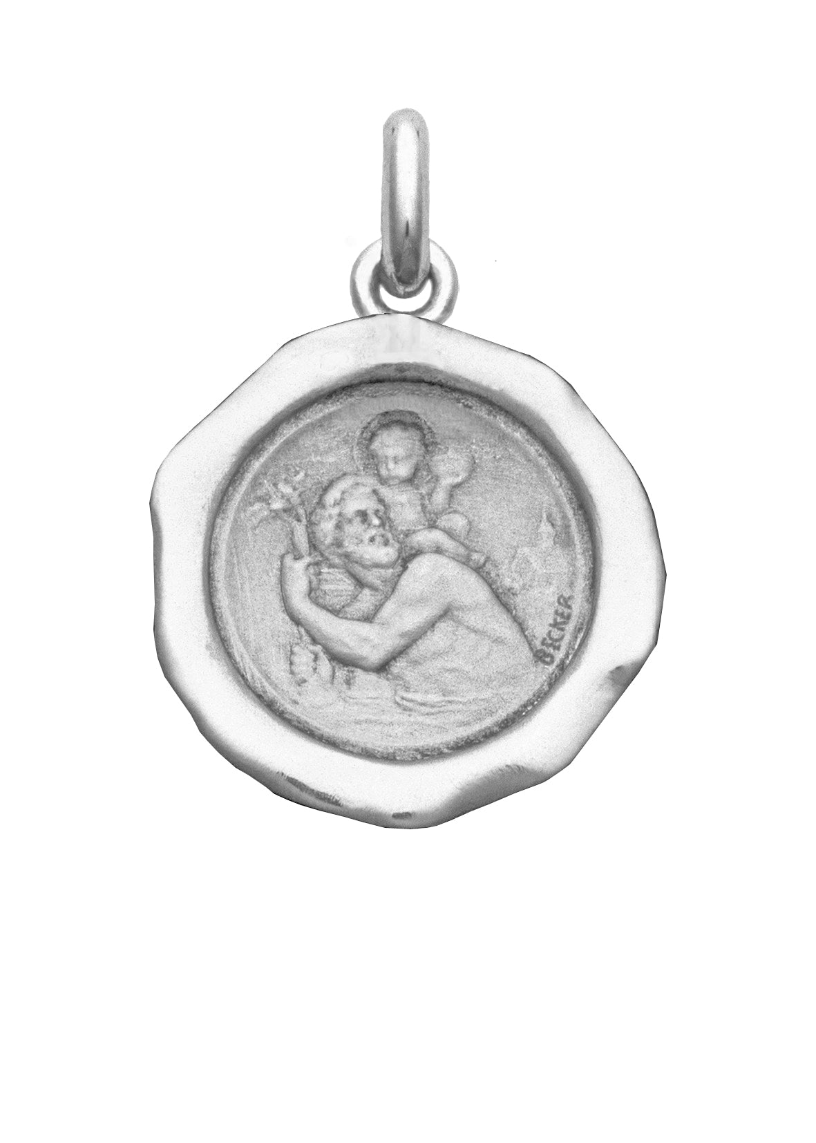 Médaille Saint Christophe cachet OR BLANC 18 carats / 30 mm