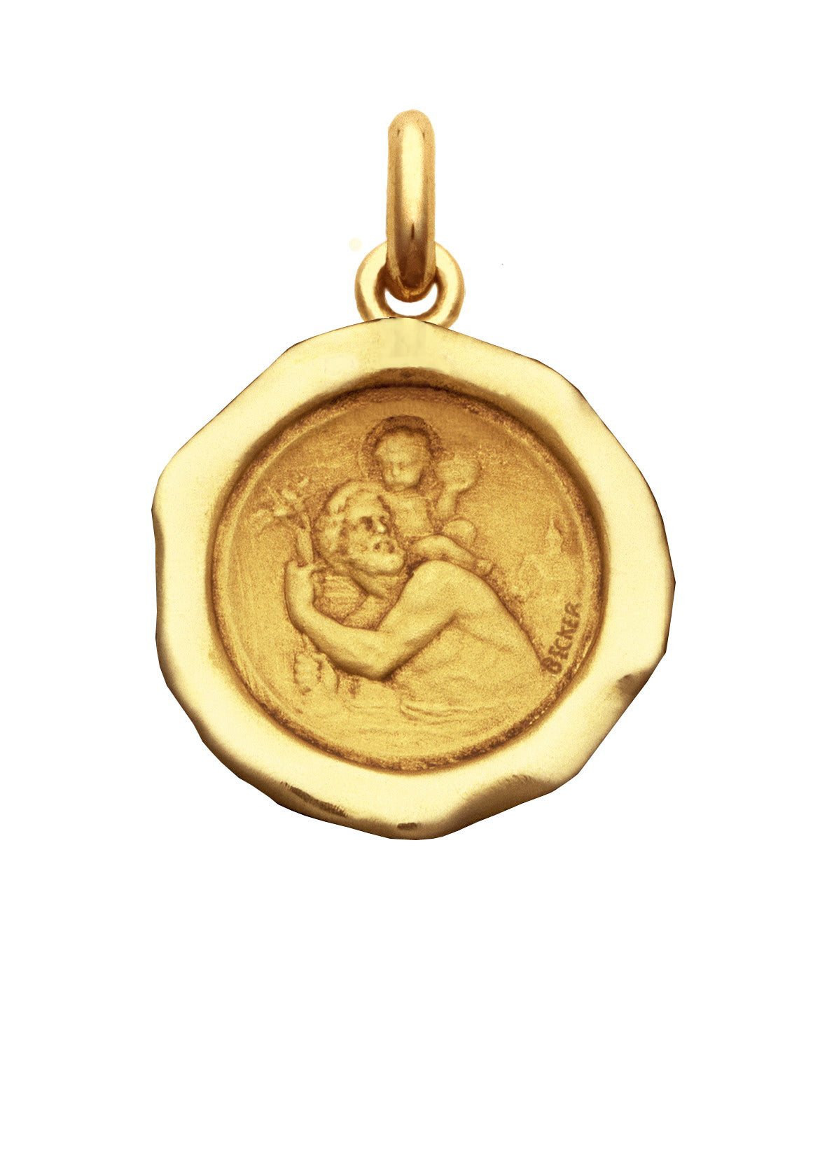 Médaille Saint Christophe cachet OR JAUNE 18 carats / 16 mm