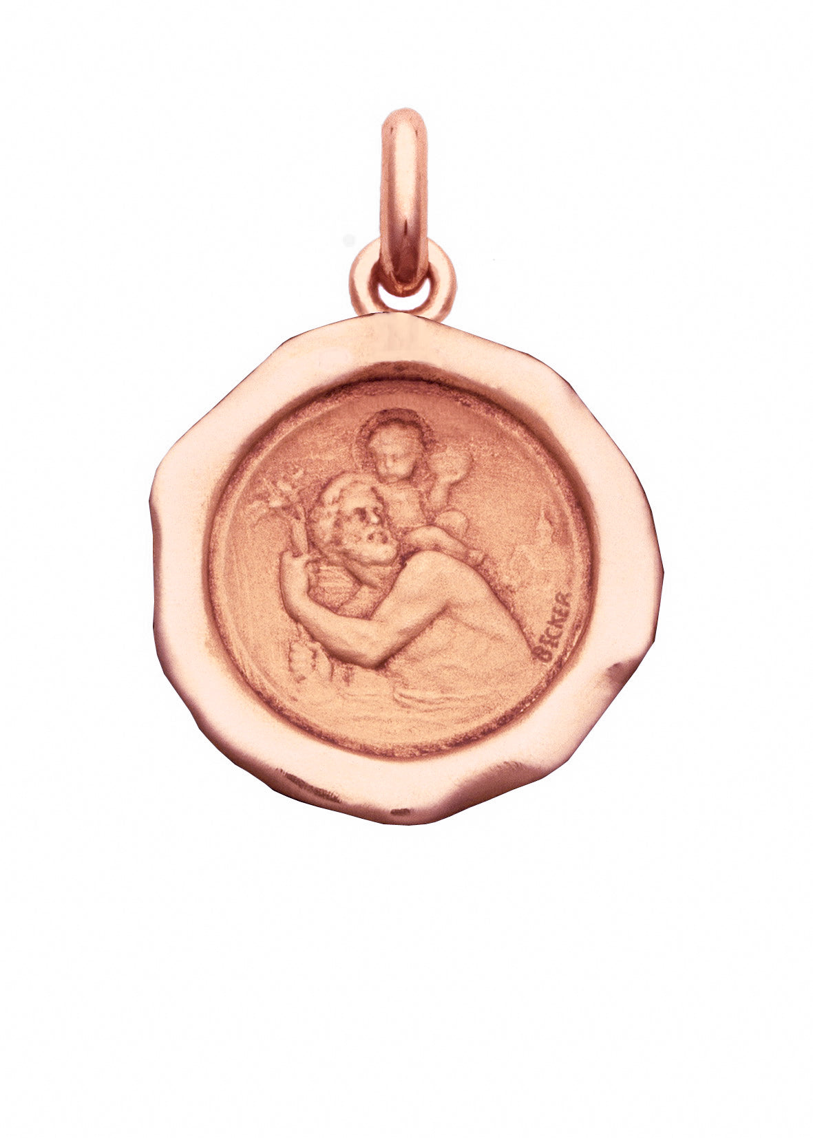 Médaille Saint Christophe cachet OR ROSE 18 carats / 16 mm