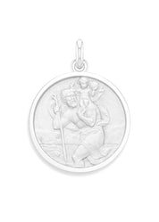 Médaille Saint Christophe Roisne OR BLANC 18 carats / 22 mm