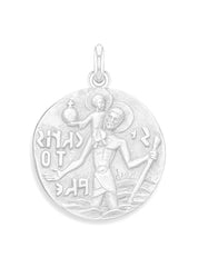 Médaille Roch Saint Christophe OR BLANC 18 carats / 17 mm