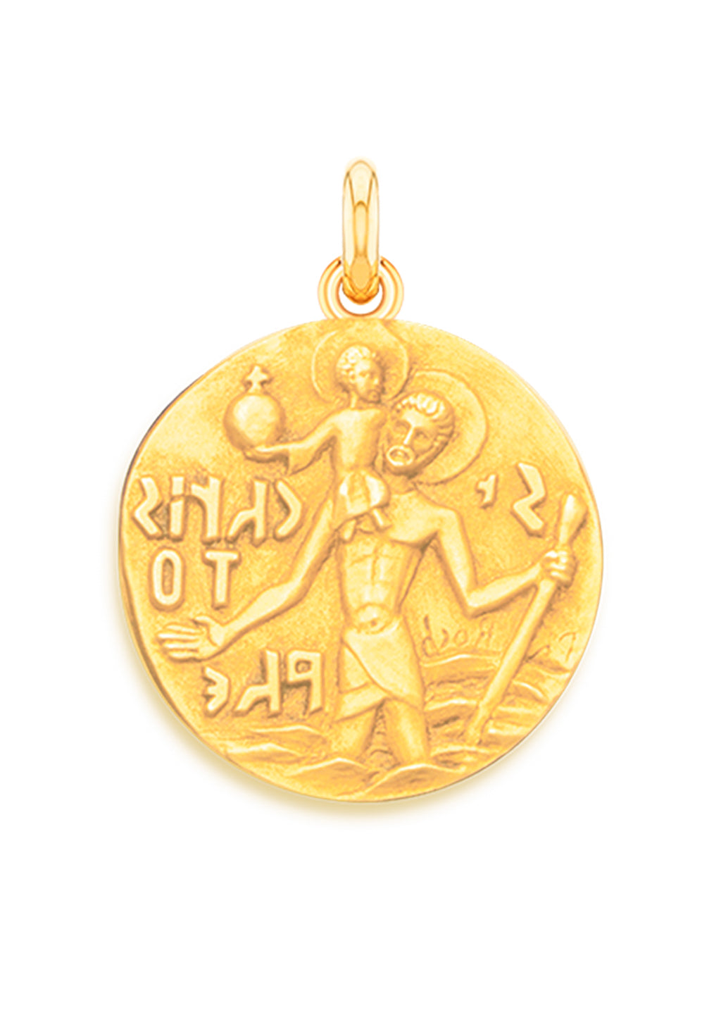 Médaille Roch Saint Christophe OR JAUNE 18 carats / 17 mm