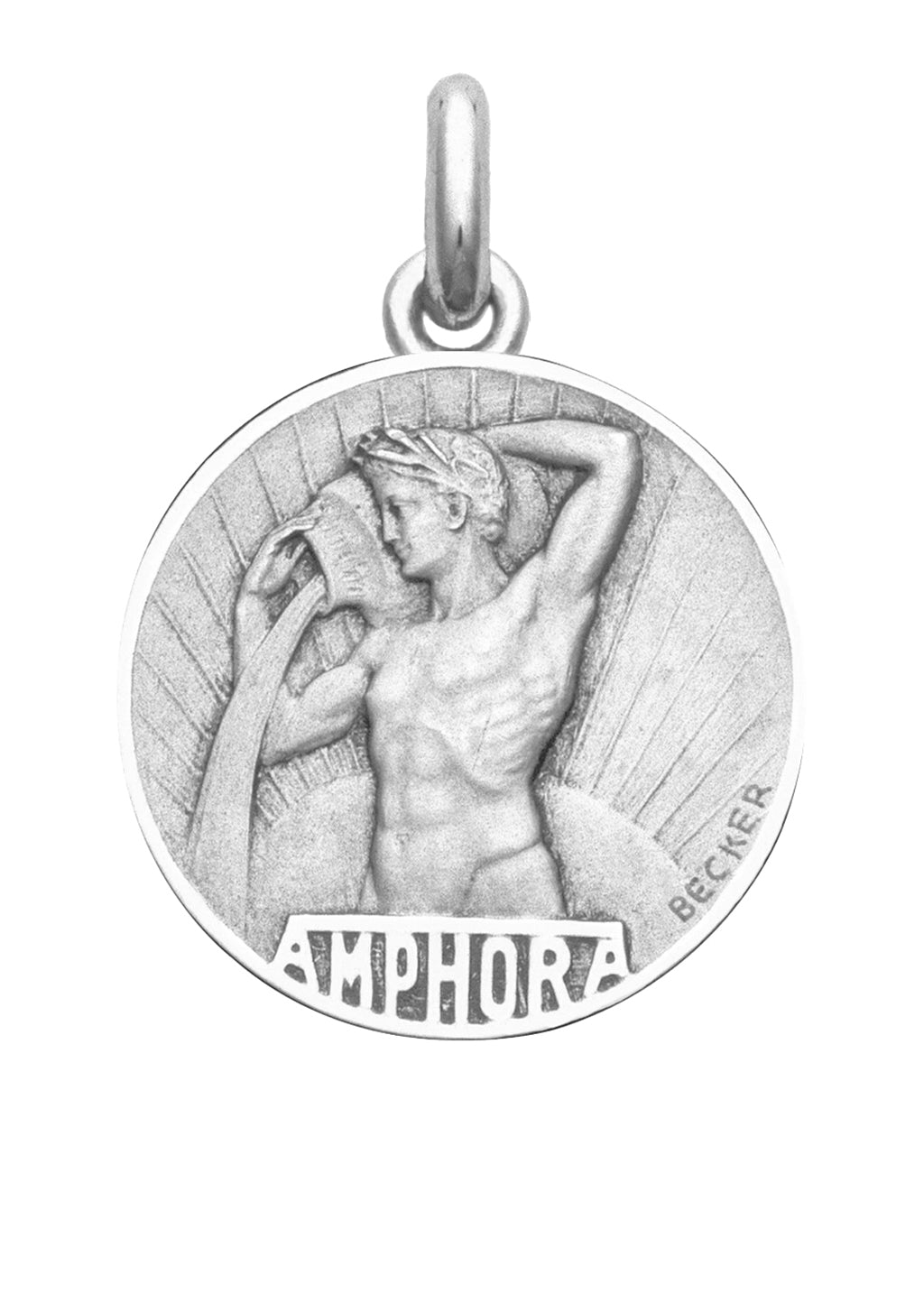 Médaille Signe du Verseau OR BLANC 18 carats / 35 mm