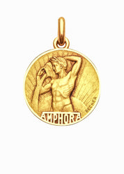 Médaille Signe du Verseau OR JAUNE 18 carats / 15 mm