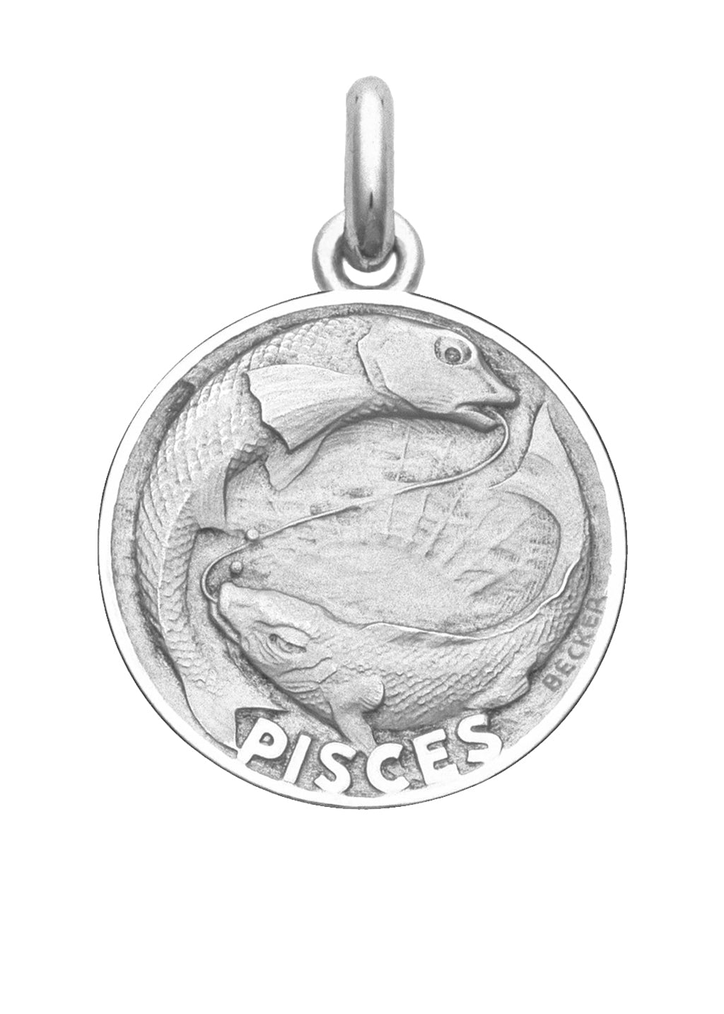 Médaille Signe du Poissons OR BLANC 18 carats / 35 mm