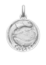 Médaille Signe du Poissons OR BLANC 18 carats / 35 mm