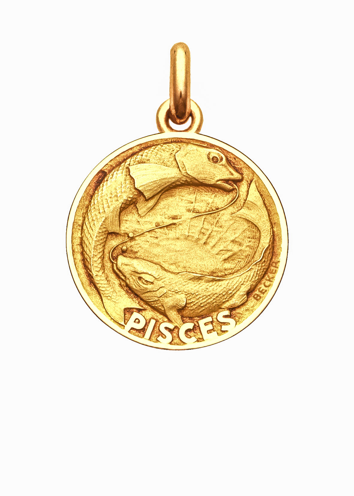 Médaille Signe du Poissons OR JAUNE 18 carats / 15 mm