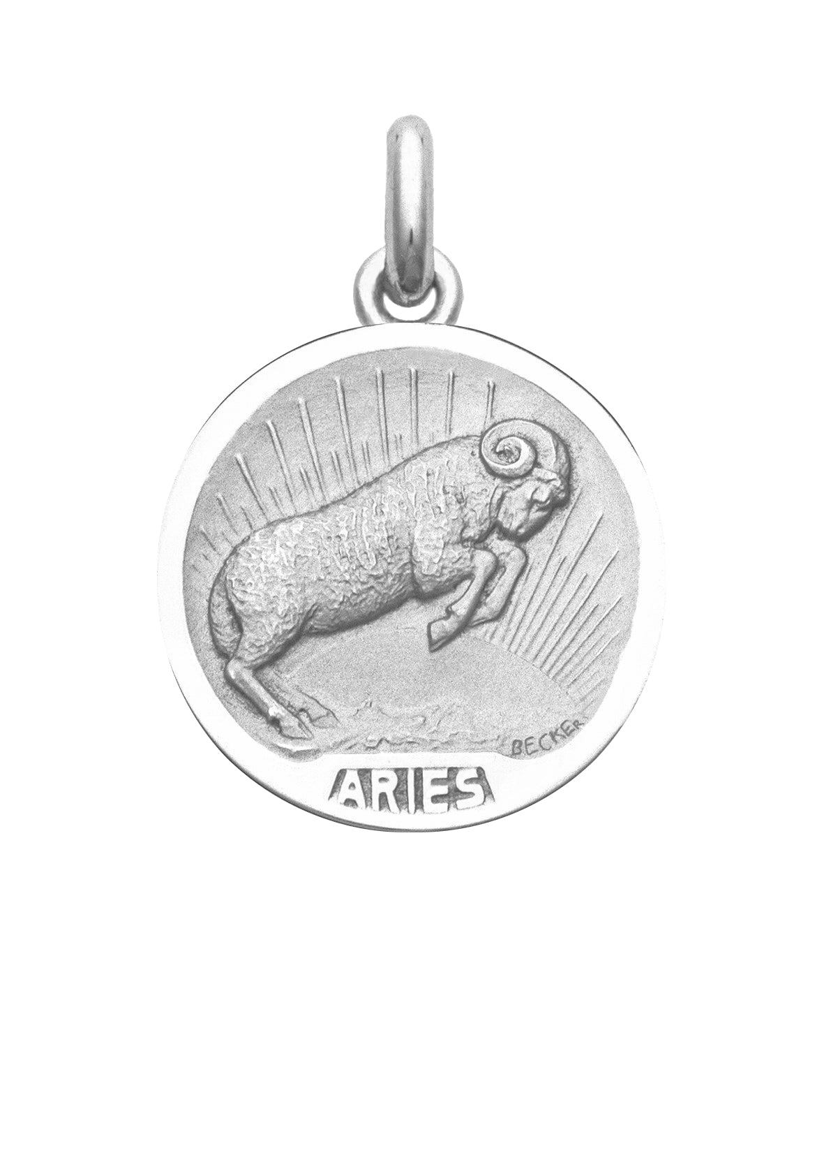 Médaille Signe Bélier OR BLANC 18 carats / 35 mm
