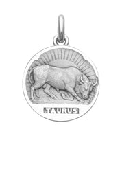 Médaille Signe du Taureau OR BLANC 18 carats / 35 mm