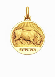 Médaille Signe du Taureau OR JAUNE 18 carats / 15 mm