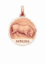 Médaille Signe du Taureau OR ROSE 18 carats / 15 mm