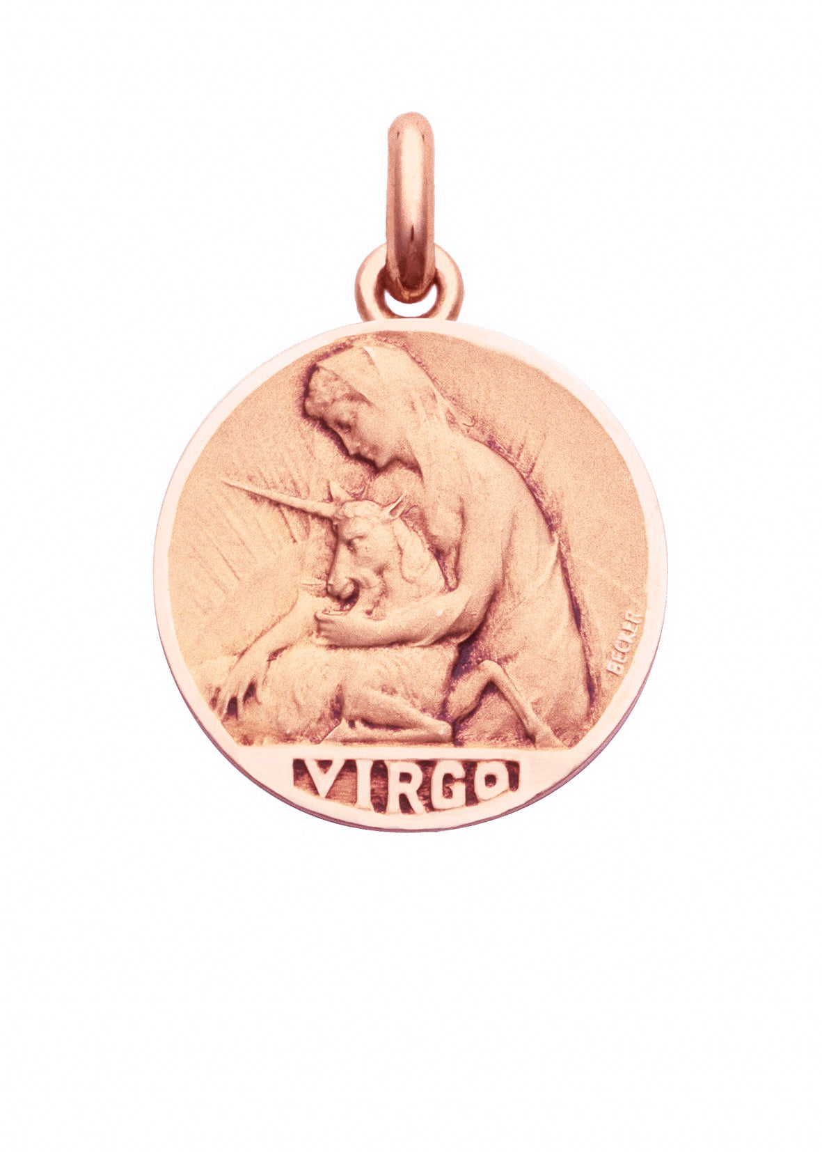 Médaille Signe du Vierge OR ROSE 18 carats / 15 mm