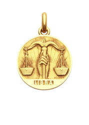 Médaille Signe du Balance OR JAUNE 18 carats / 15 mm