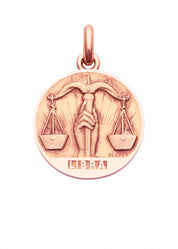 Médaille Signe du Balance OR ROSE 18 carats / 15 mm