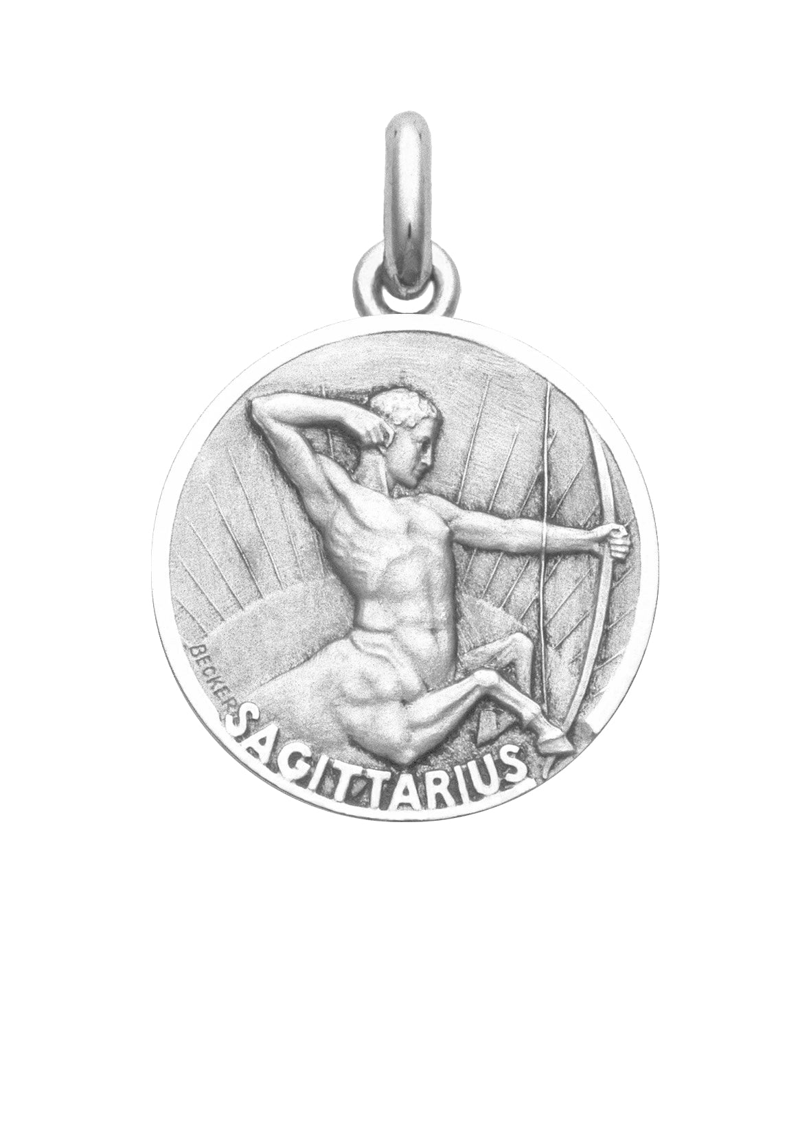 Médaille Signe du Sagittaire OR BLANC 18 carats / 35 mm