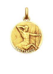 Médaille Signe du Sagittaire OR JAUNE 18 carats / 15 mm