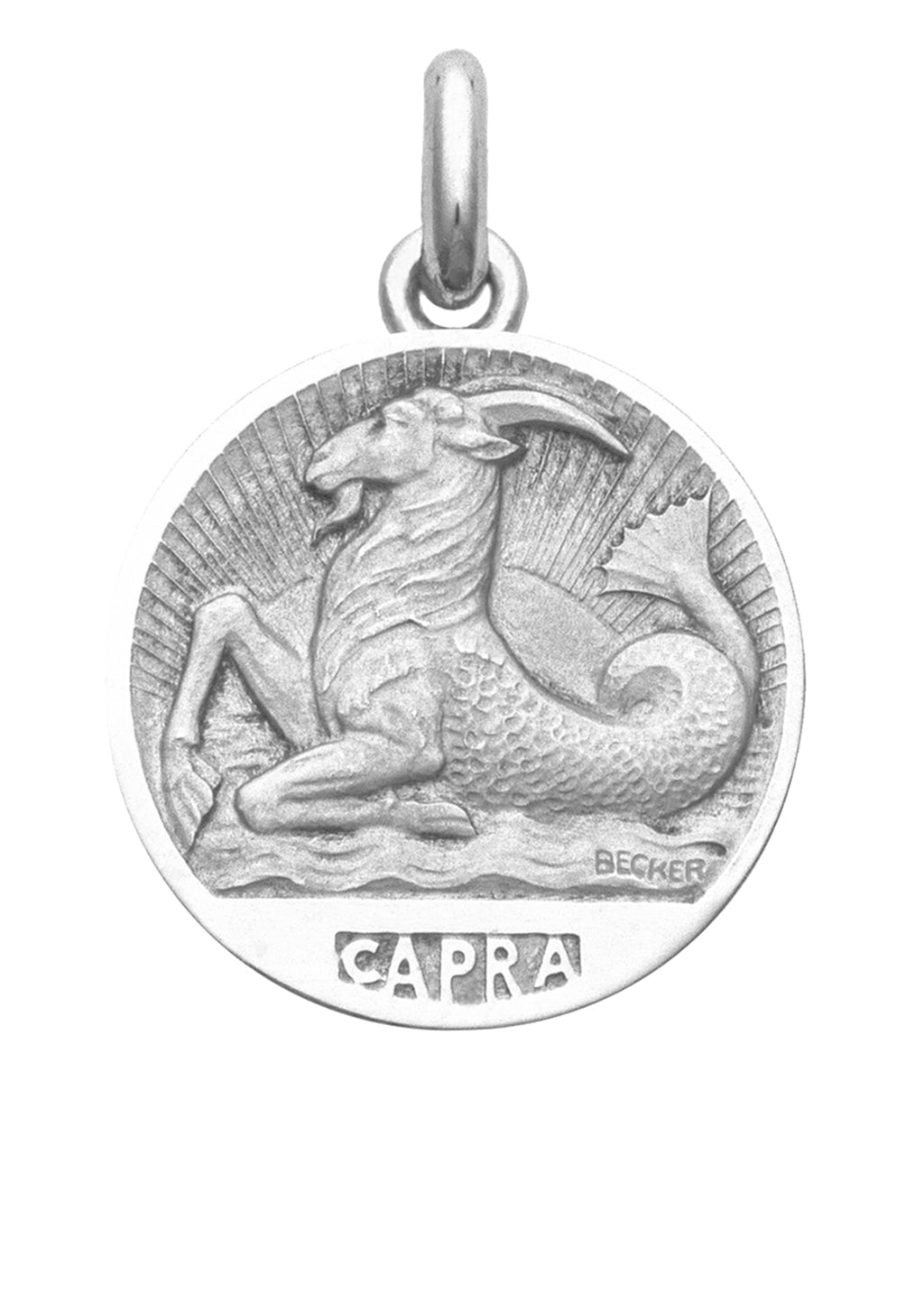 Médaille Signe du Capricorne OR BLANC 18 carats / 35 mm