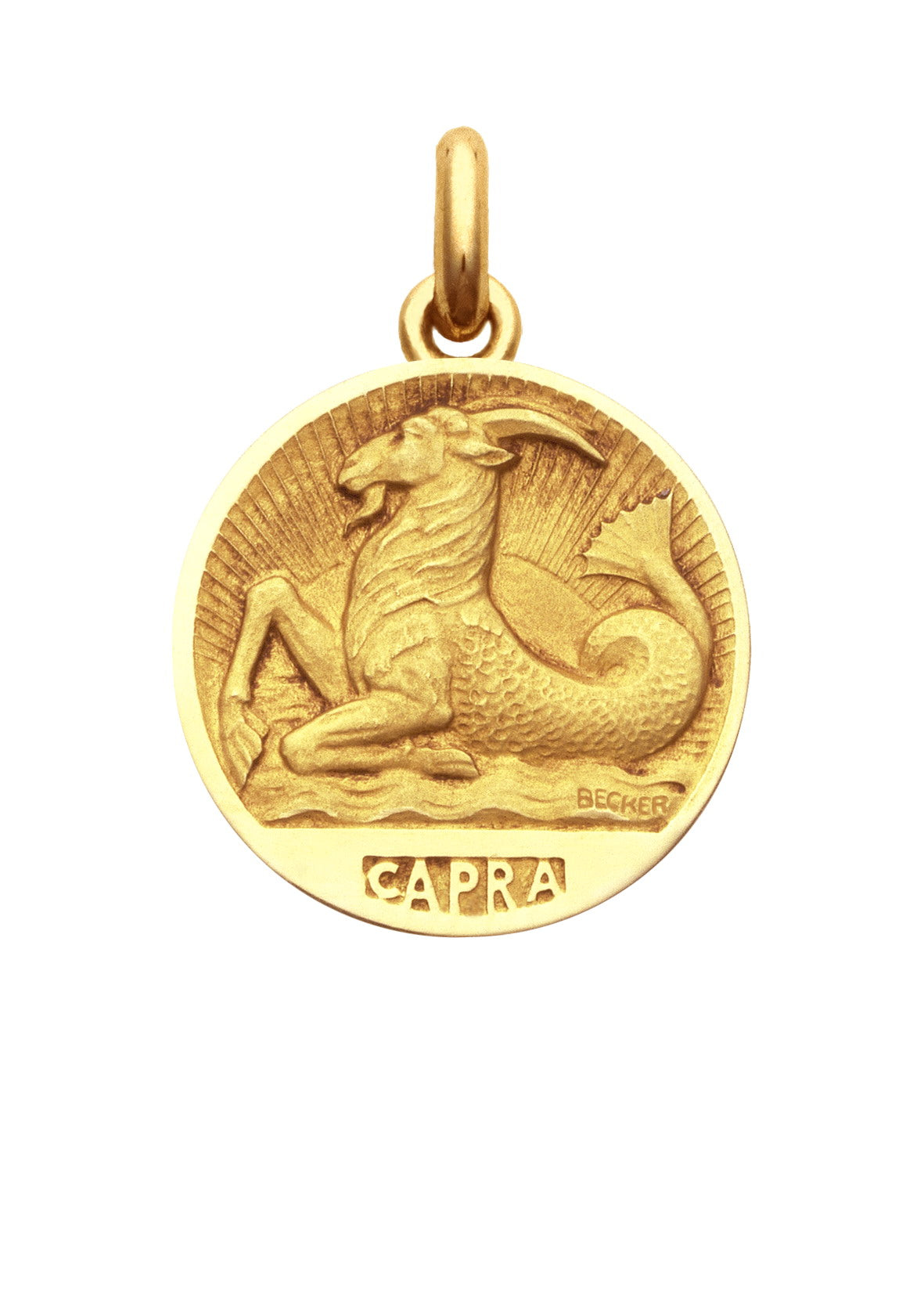 Médaille Signe du Capricorne OR ROSE 750 / 35 mm